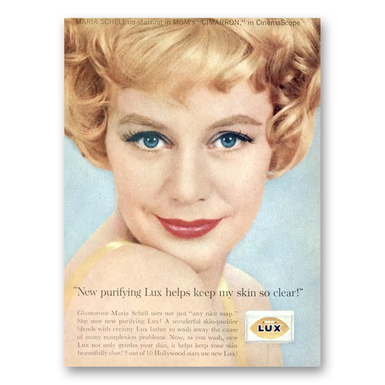 1961 Lux Soap Glamorous Maria Schell Vintage Magazine Print Ad