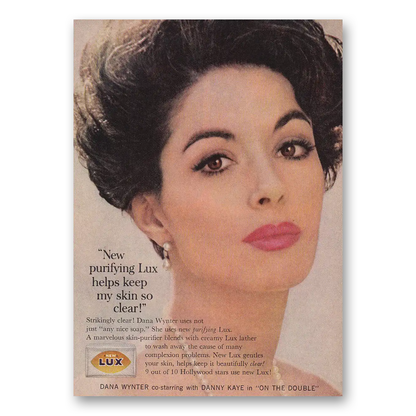 1961 Lux Soap Dana Wynter Purifying Vintage Magazine Print Ad