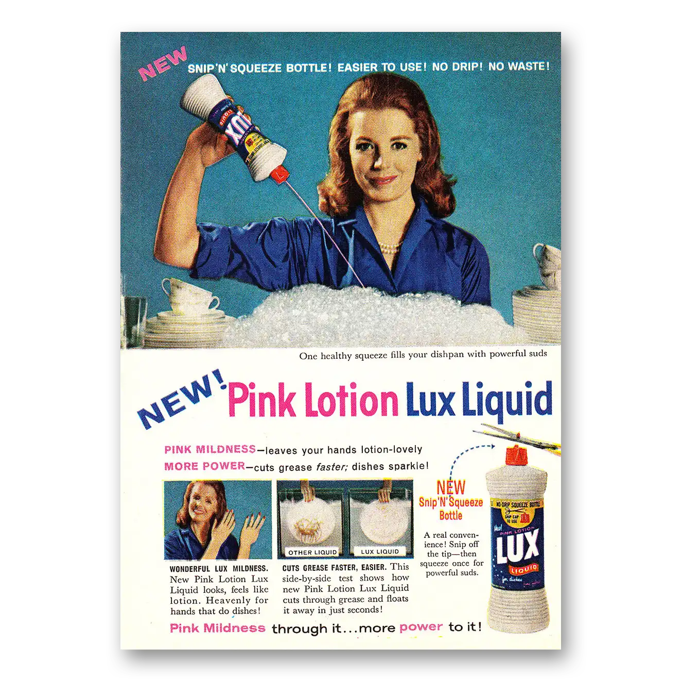 1961 Lux Soap Pink Lotion Liquid Lux Vintage Magazine Print Ad