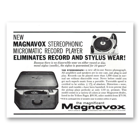 1961 Magnavox Stereophonic Micromatic Record Player Vintage Magazine Print Ad