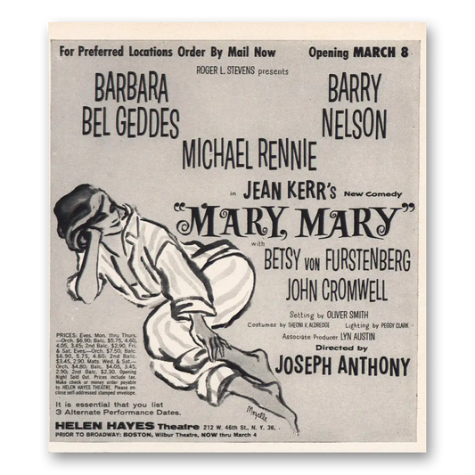 1961 Helen Hayes Theatre Mary Mary Promo Vintage Magazine Print Ad