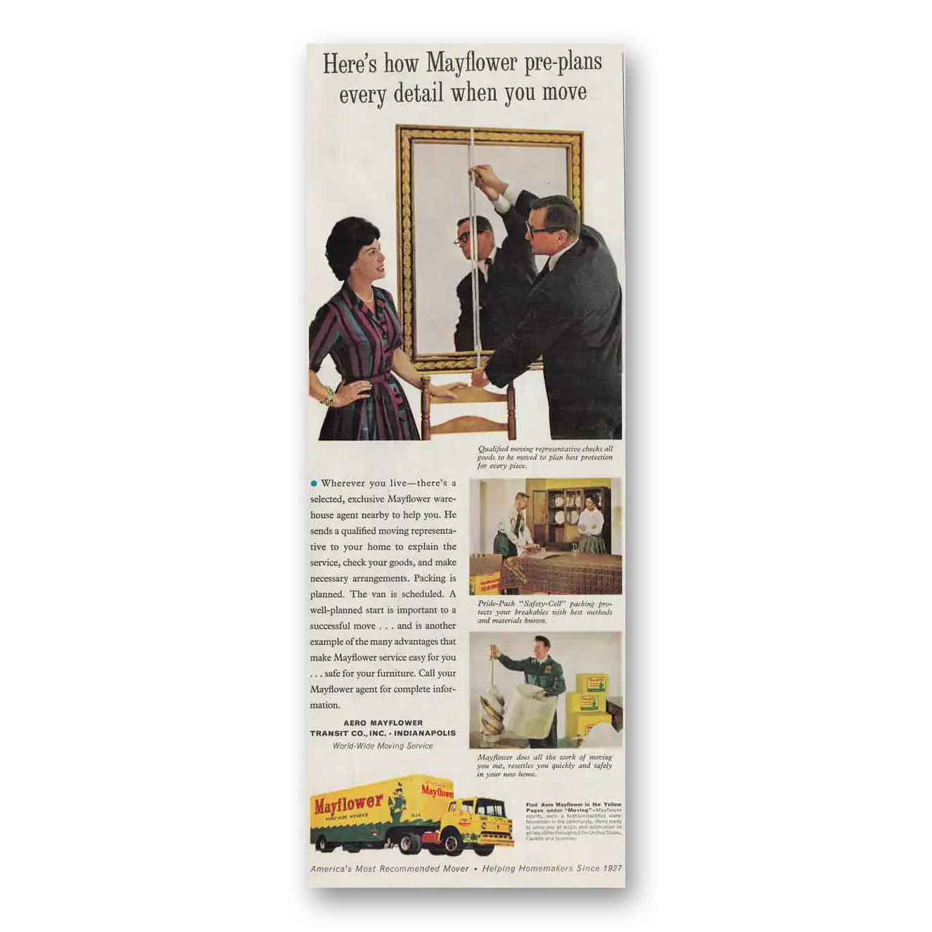 1961 Mayflower Moving Trucks Pre Plans Every Detail Mirror Vintage Magazine Print Ad