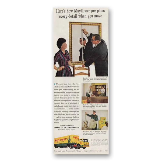 1961 Mayflower Moving Trucks Pre Plans Every Detail Mirror Vintage Magazine Print Ad