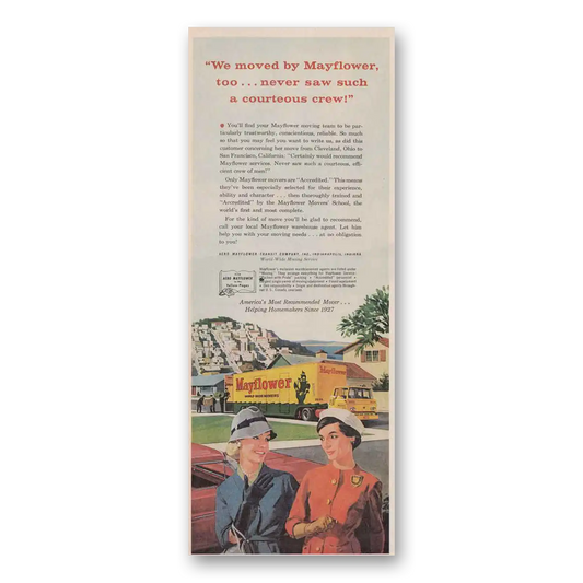 1961 Mayflower Moving Trucks Never Saw Such a Courteous Crew Vintage Magazine Print Ad