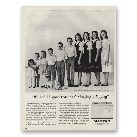 1961 Maytag Washer Dryer We Had 11 Good Reasons Lennon Sisters Vintage Magazine Print Ad