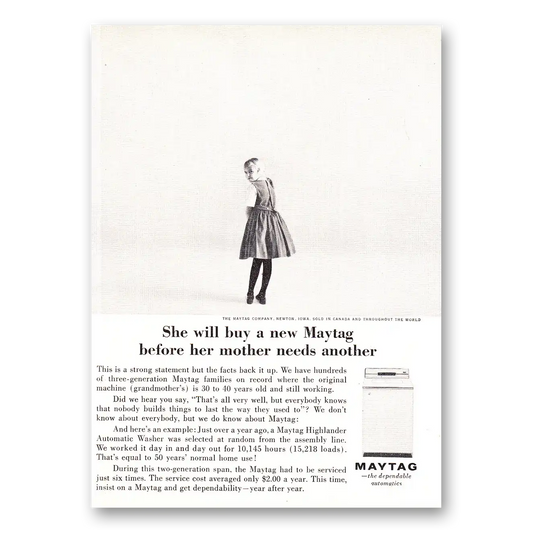 1961 Maytag Washer She Will Buy a New Maytag Vintage Magazine Print Ad