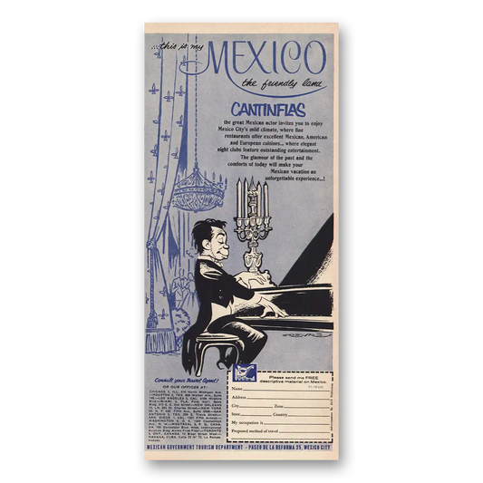 1961 Mexico Friendly Land Cantinflas Vintage Magazine Print Ad