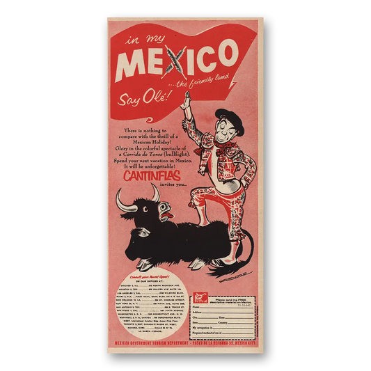 1961 Mexico In My Mexico Say Ole Vintage Magazine Print Ad