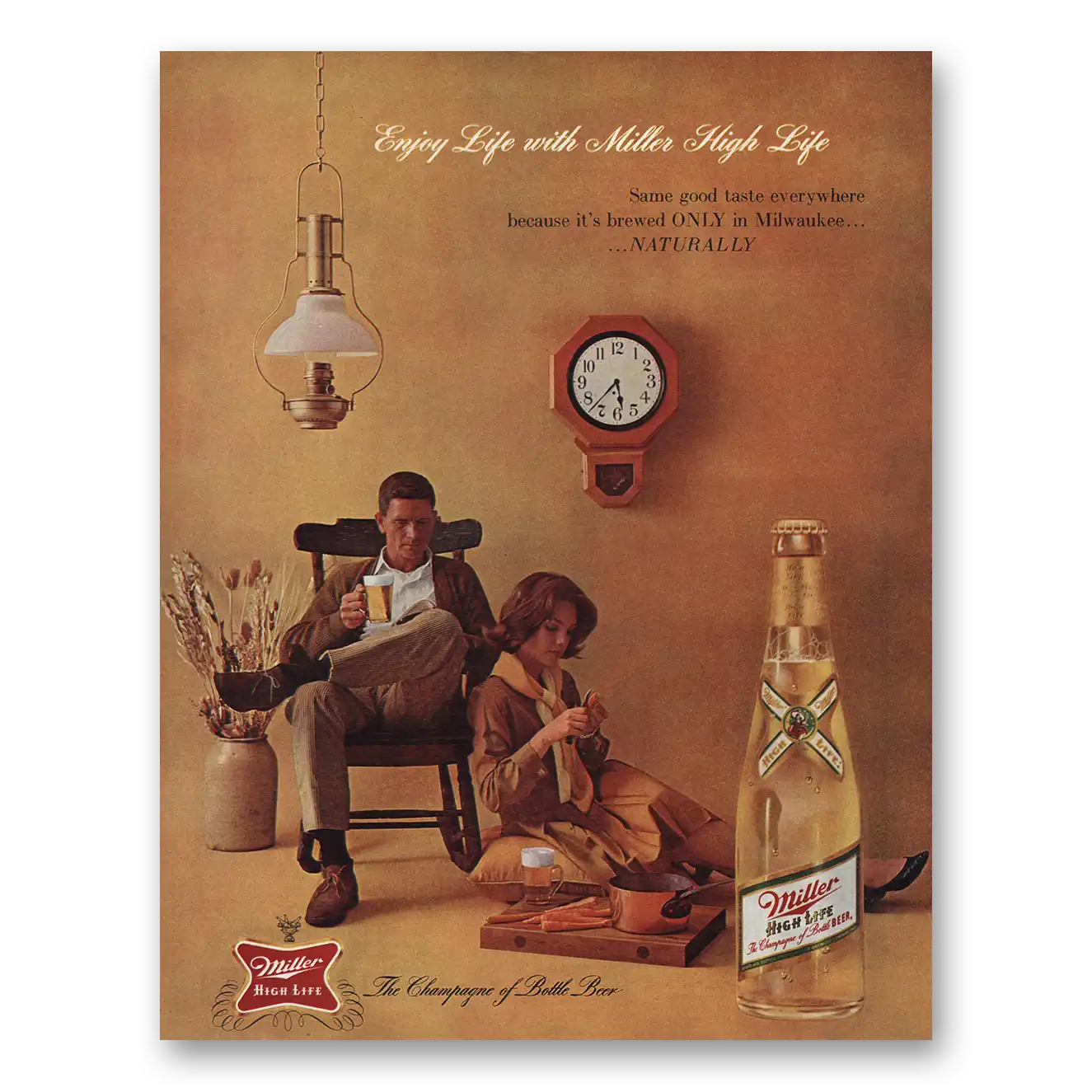 1961 Miller Beer Enjoy Life Vintage Magazine Print Ad