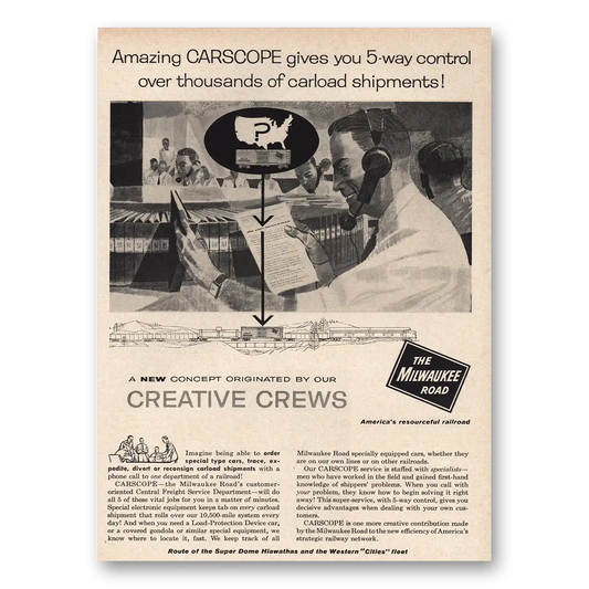 1961 Milwaukee Road Carscope Creative Crews Vintage Magazine Print Ad