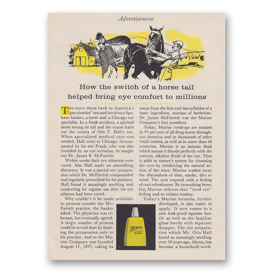 1961 Murine Eye Drops Switch of Horse Tail Vintage Magazine Print Ad