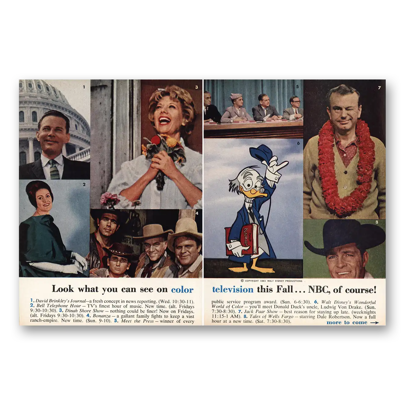 1961 NBC National Broadcasting Look What You Can See On Color Television Vintage Magazine Print Ad