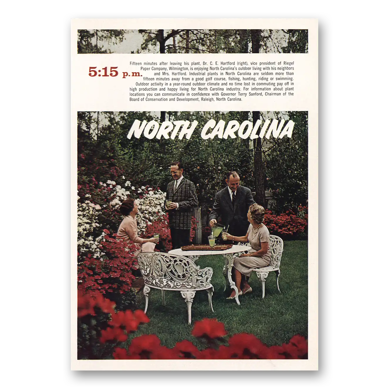 1961 North Carolina Fifteen Minutes After Leaving Plant Vintage Magazine Print Ad