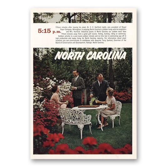 1961 North Carolina Fifteen Minutes After Leaving Plant Vintage Magazine Print Ad