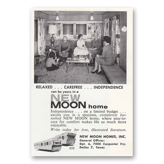 1961 New Moon Homes Relaxed Carefree Independence Vintage Magazine Print Ad