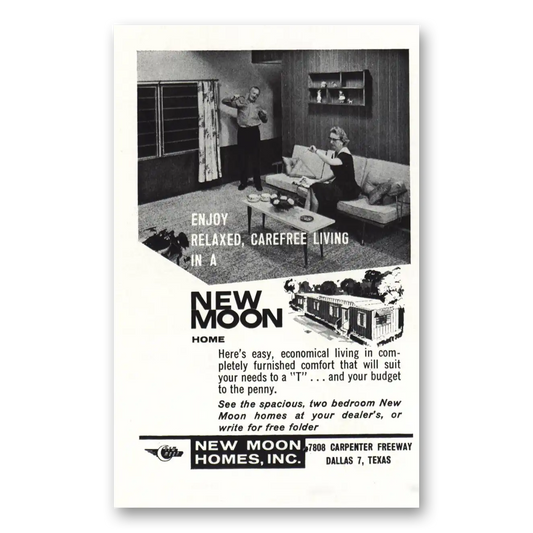 1961 New Moon Homes Enjoy Relaxed Carefree Living Vintage Magazine Print Ad