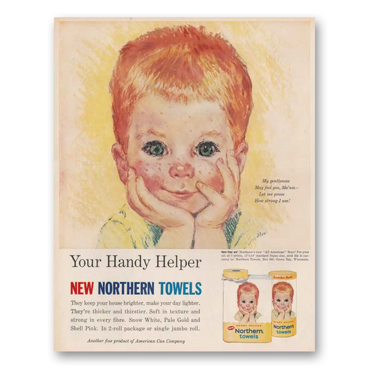 1961 Northern Towels All American Boys Vintage Magazine Print Ad