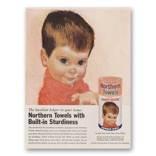 1961 Northern Towels Northern Towels Little Boy Pink Vintage Magazine Print Ad