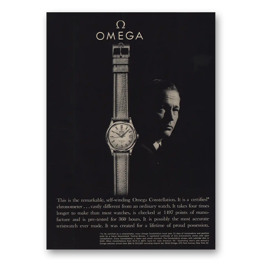 1961 Omega Watch Self Winding Vintage Magazine Print Ad