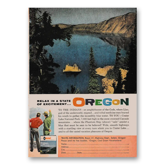 1961 Oregon To the Indians an Amphitheater of the Gods Vintage Magazine Print Ad