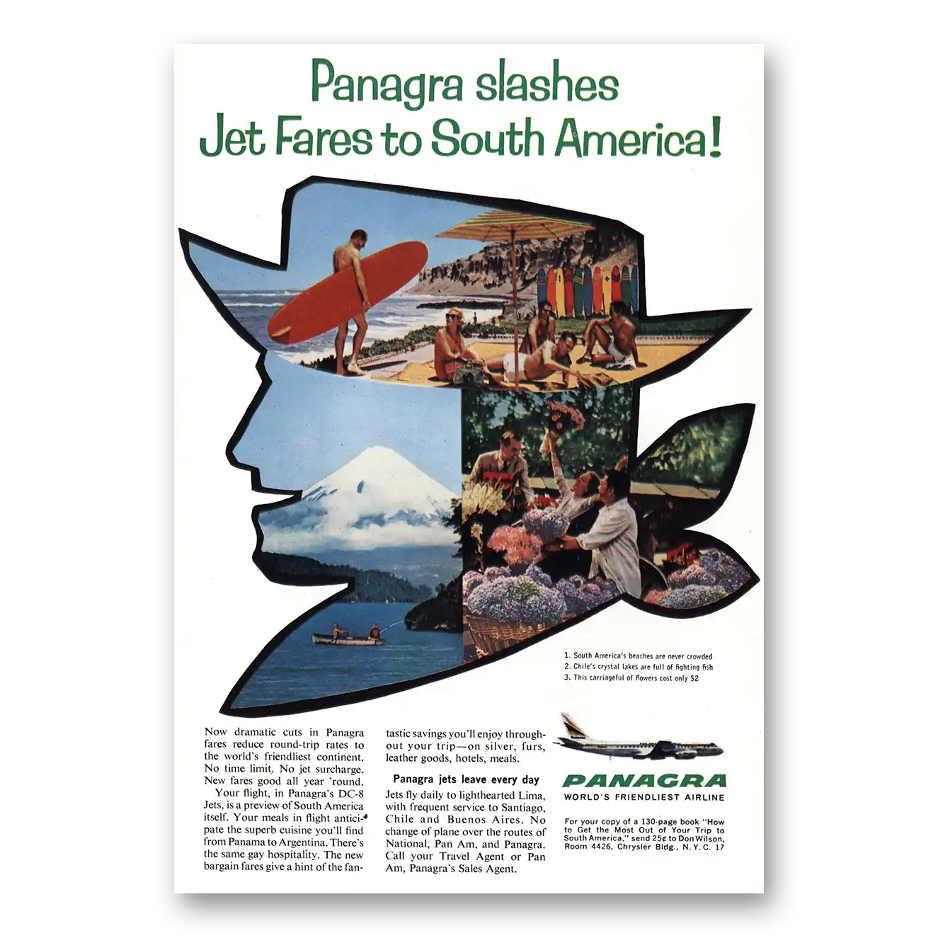 1961 Panagra Airlines Slashes Jet Fares Vintage Magazine Print Ad