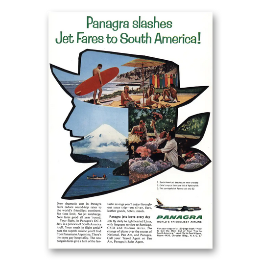 1961 Panagra Airlines Slashes Jet Fares Vintage Magazine Print Ad