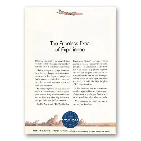 1961 Pan Am Priceless Extra Vintage Magazine Print Ad