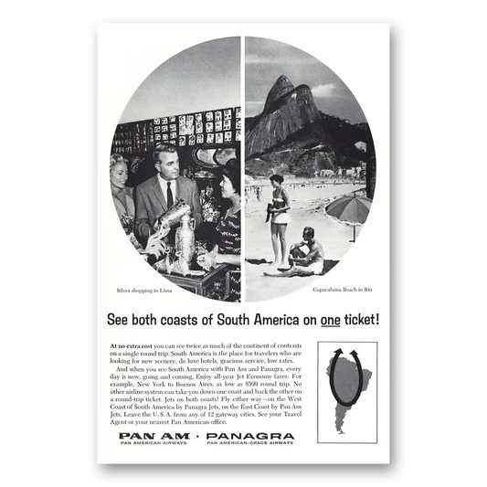 1961 Pan Am See Both Coasts Lima Copacabana Vintage Magazine Print Ad