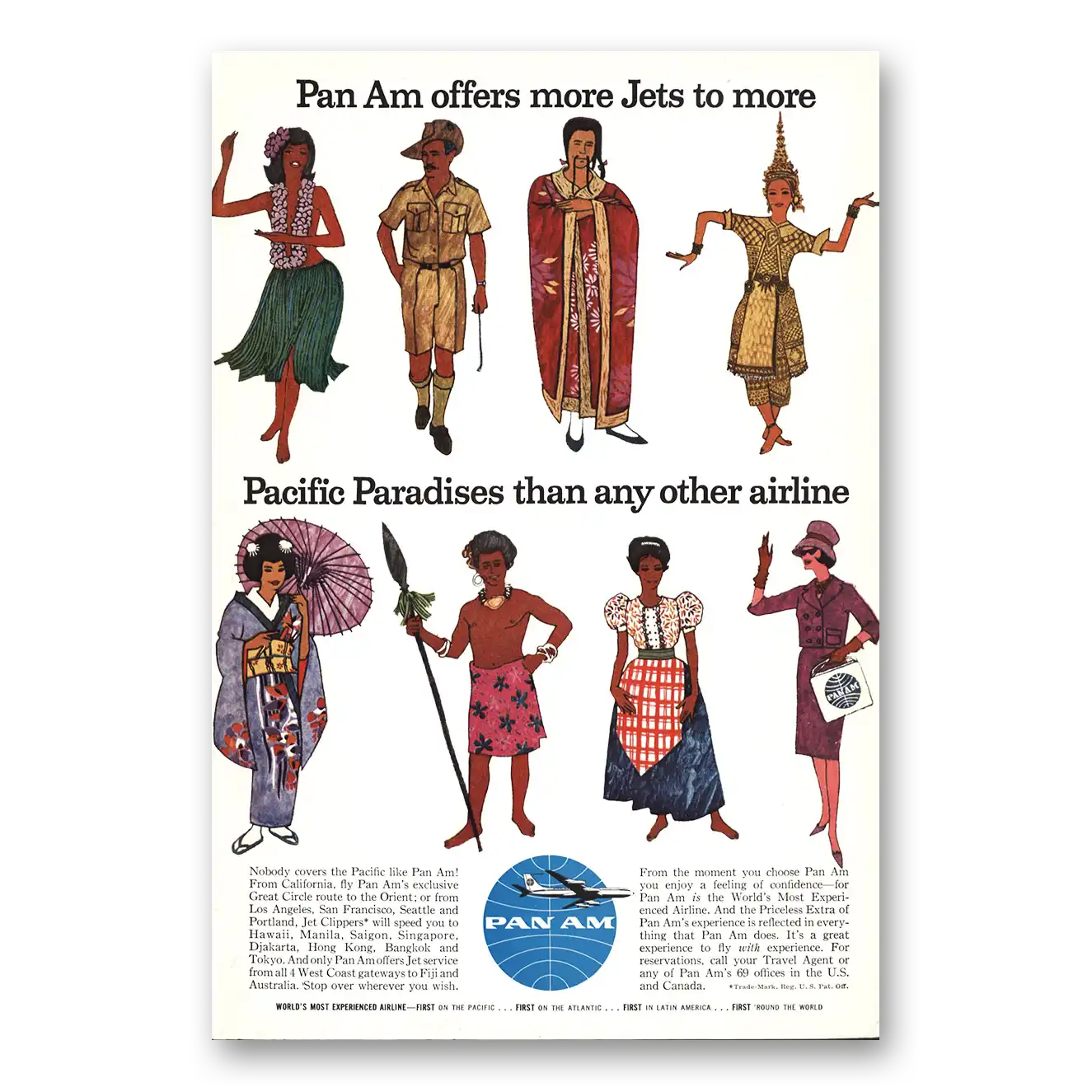 1961 Pan Am Pacific Paradises Vintage Magazine Print Ad