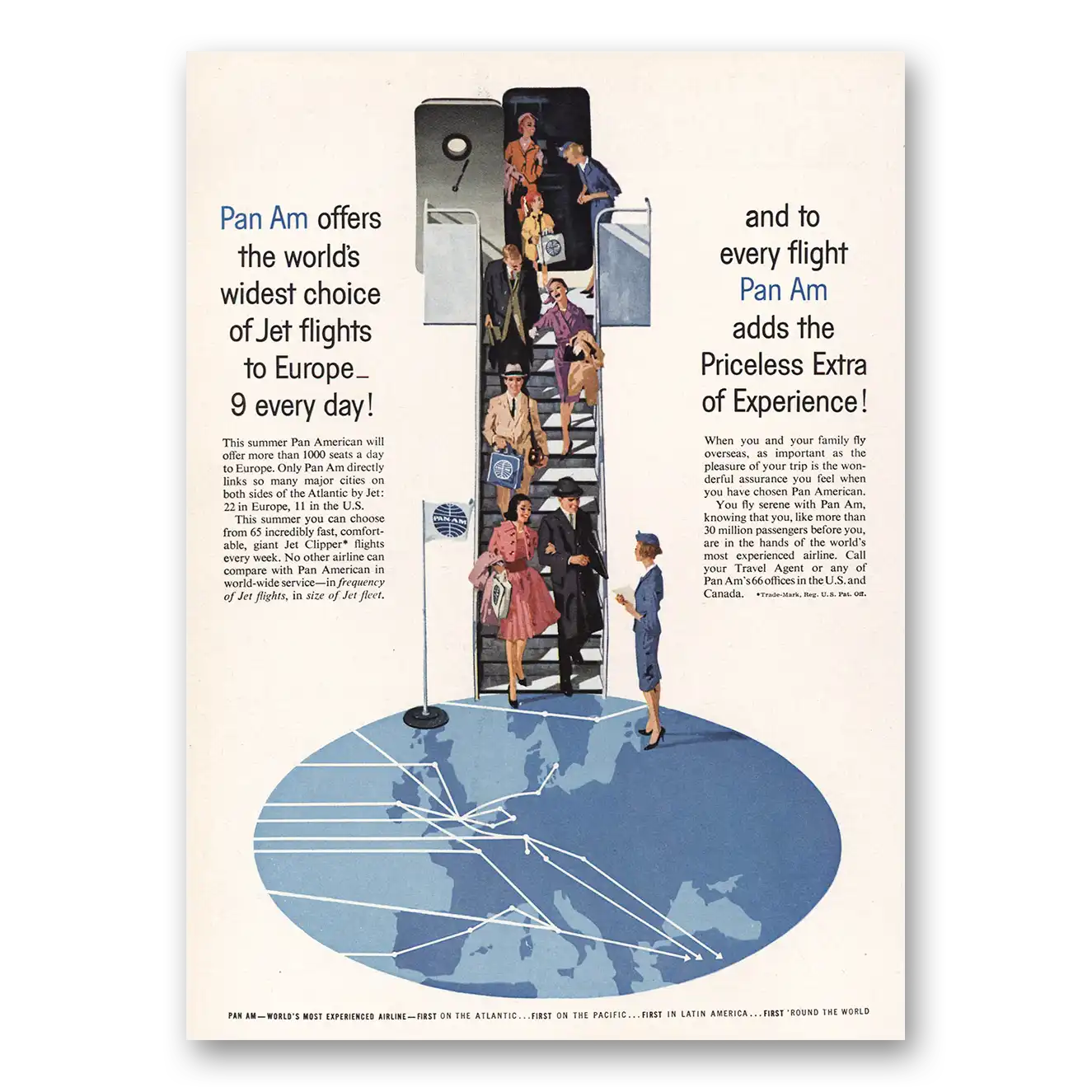 1961 Pan Am Priceless Extra of Experience Vintage Magazine Print Ad