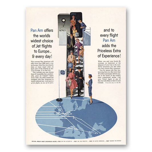 1961 Pan Am Priceless Extra of Experience Vintage Magazine Print Ad