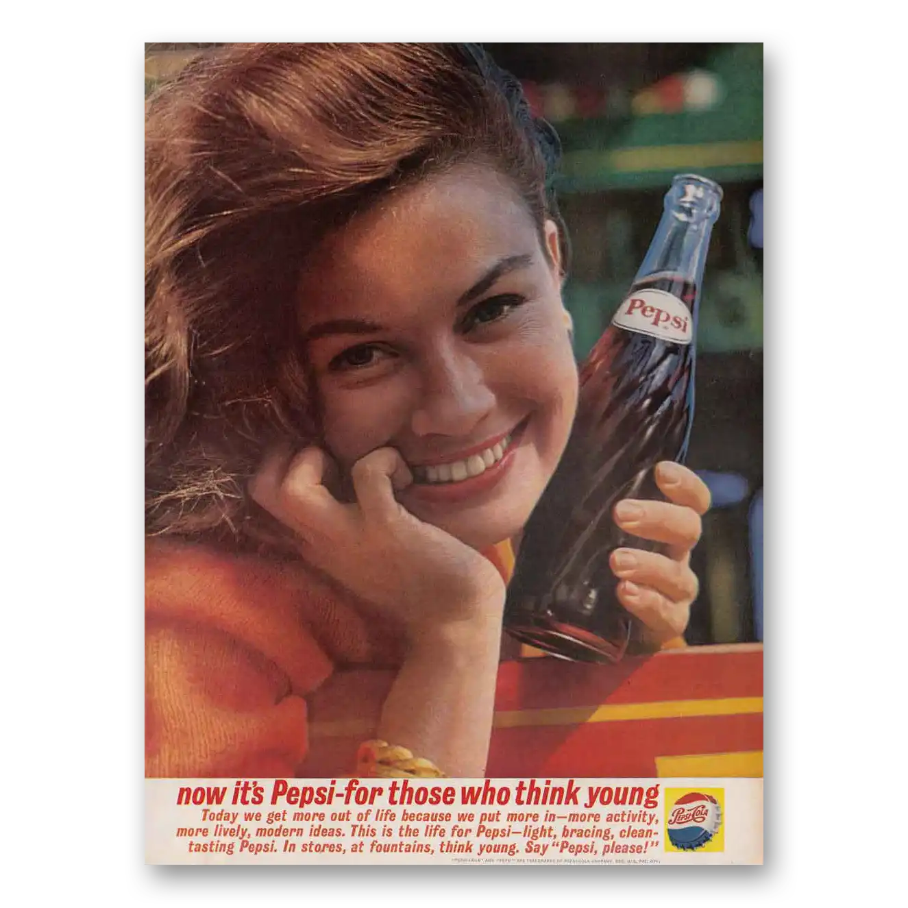 1961 Pepsi For Those Who Think Young Vintage Magazine Print Ad