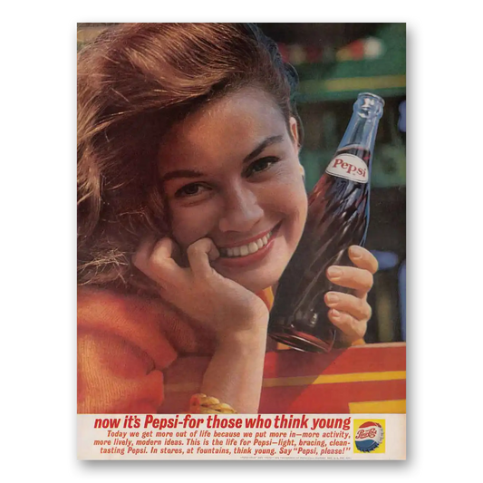 1961 Pepsi For Those Who Think Young Vintage Magazine Print Ad