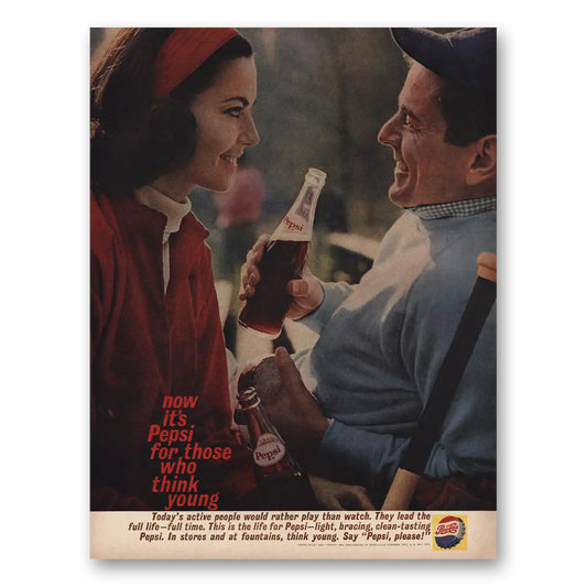 1961 Pepsi For Those Who Think Young Vintage Magazine Print Ad