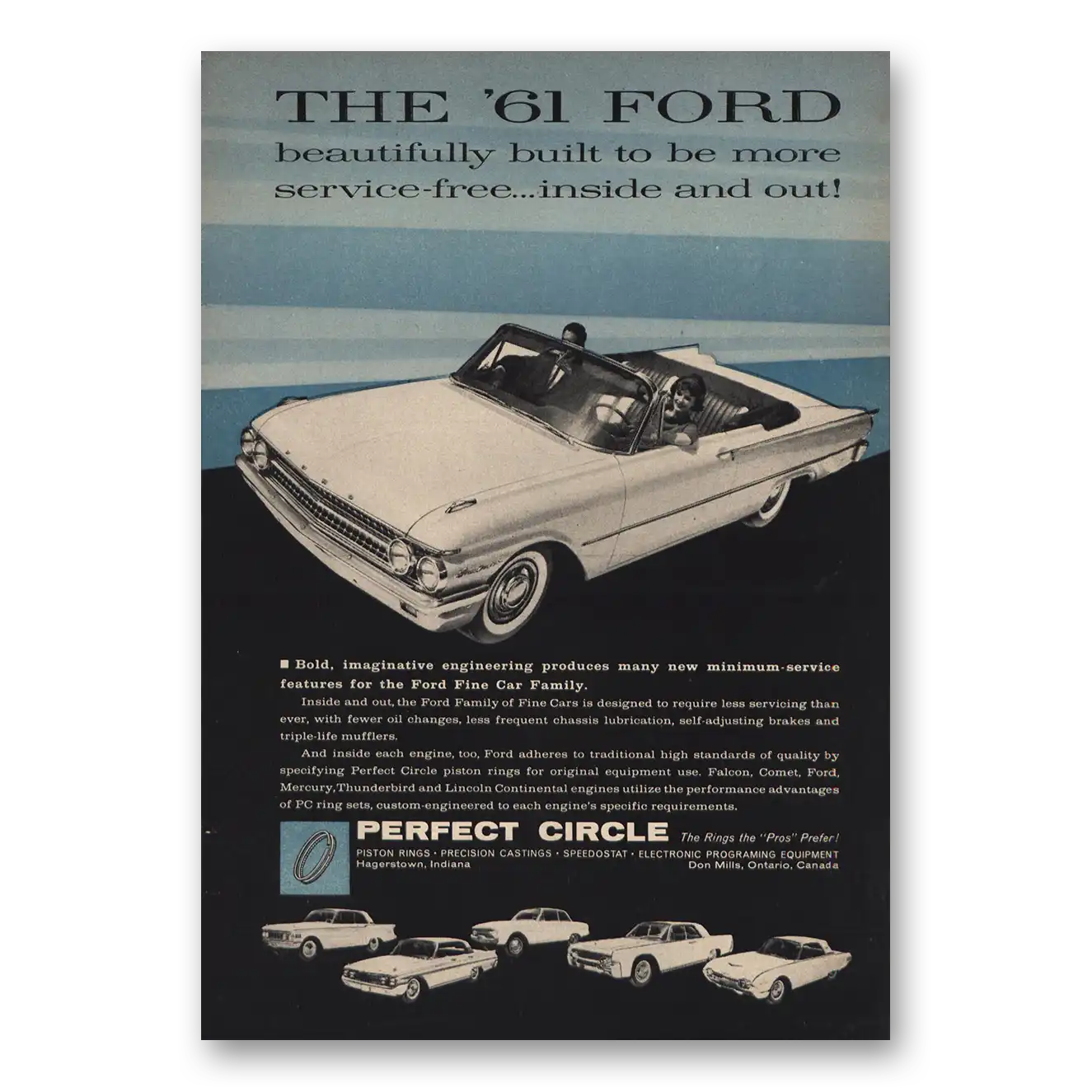 1961 Perfect Circle 61 Ford Vintage Magazine Print Ad