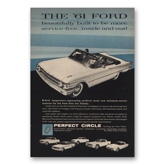 1961 Perfect Circle 61 Ford Vintage Magazine Print Ad