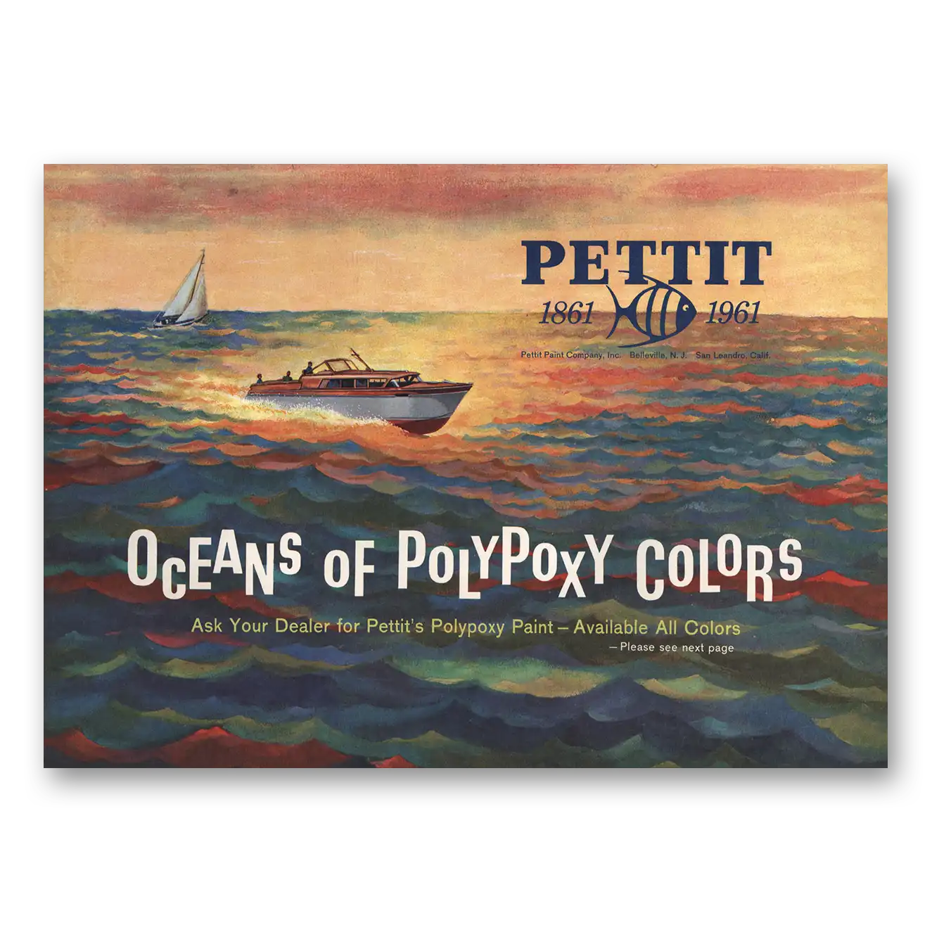 1961 Pettit Marine Paint Oceans of Polypoxy Colors Vintage Magazine Print Ad