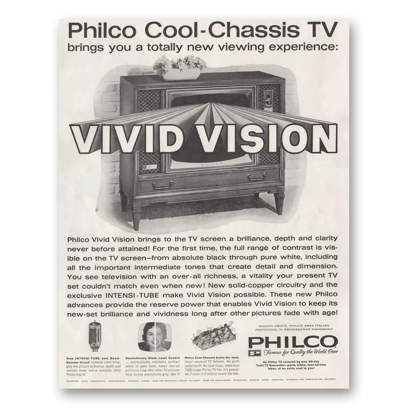 1961 Philco Television Vivid Vision Vintage Magazine Print Ad