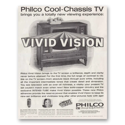 1961 Philco Television Vivid Vision Vintage Magazine Print Ad