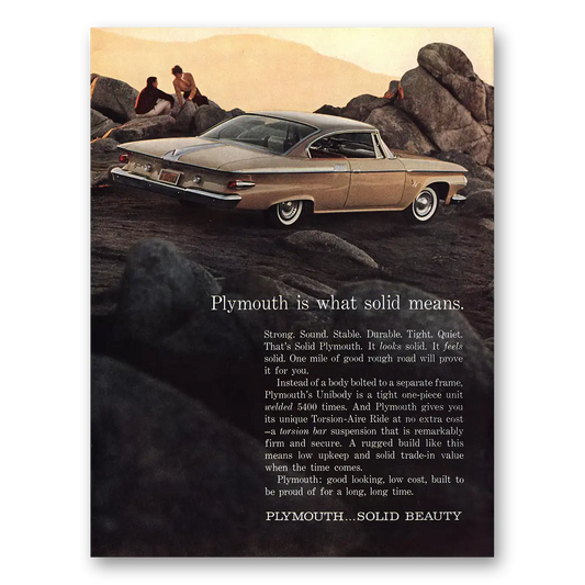 1961 Plymouth What Solid Means Vintage Magazine Print Ad