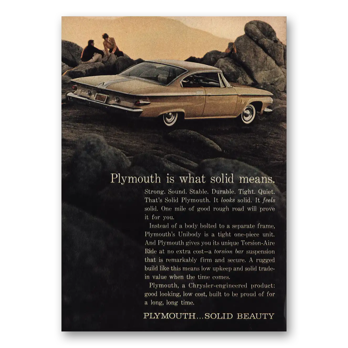 1961 Plymouth What Solid Means Strong Sound Stable Vintage Magazine Print Ad