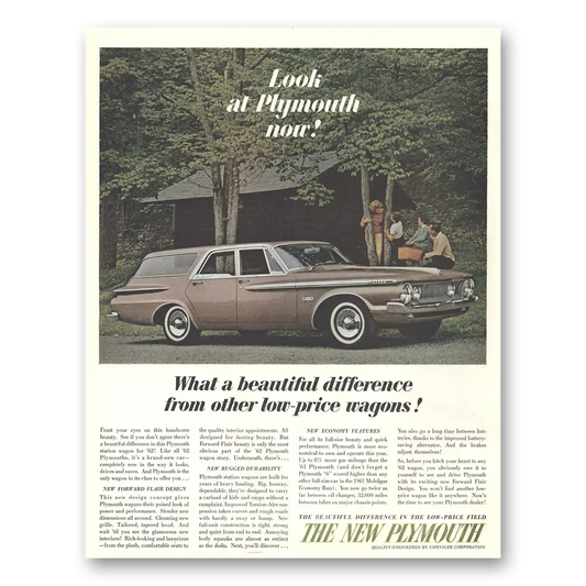 1961 Plymouth Wagon What a Beautiful Difference Vintage Magazine Print Ad