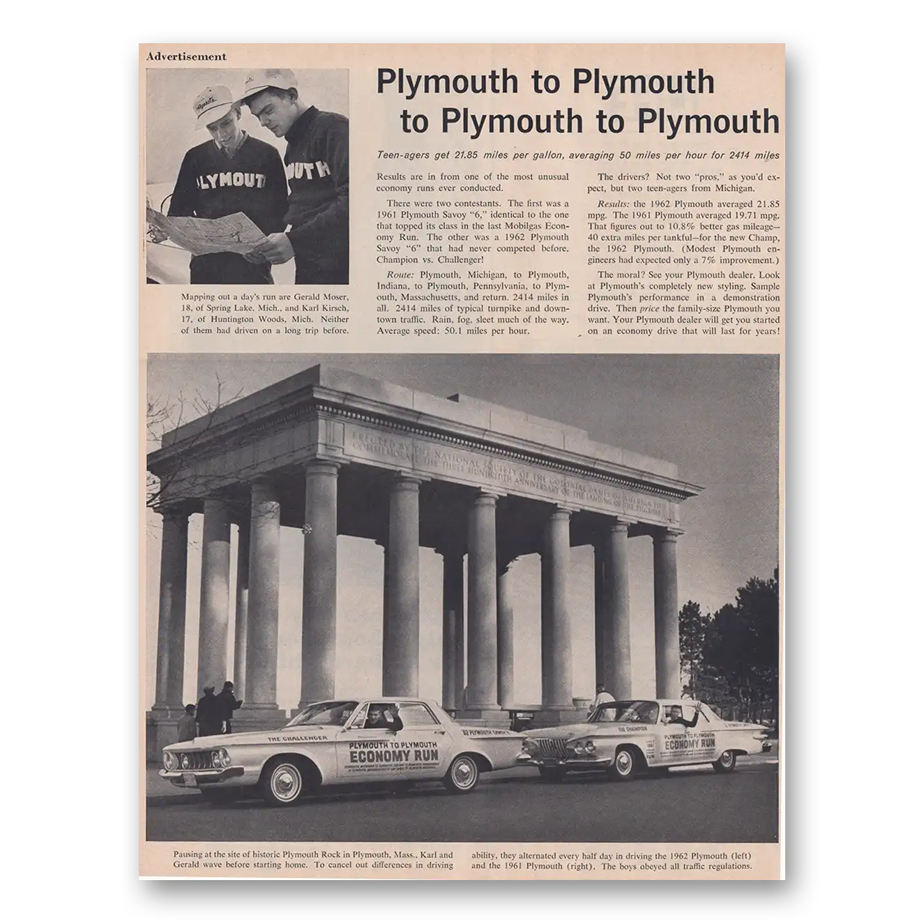 1961 Plymouth Plymouth to Plymouth Vintage Magazine Print Ad