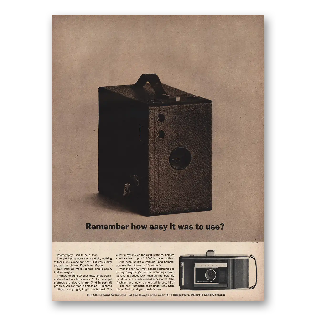 1961 Polaroid Land Camera Remember How Easy It Was To Use Vintage Magazine Print Ad