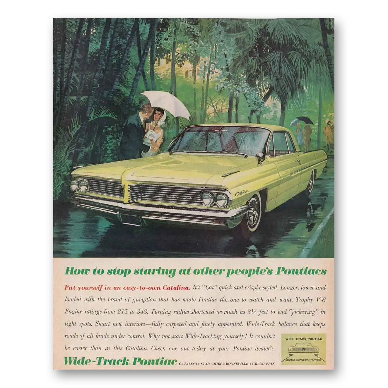 1961 Pontiac Catalina Stop Staring at Other Peoples Pontiacs Vintage Magazine Print Ad