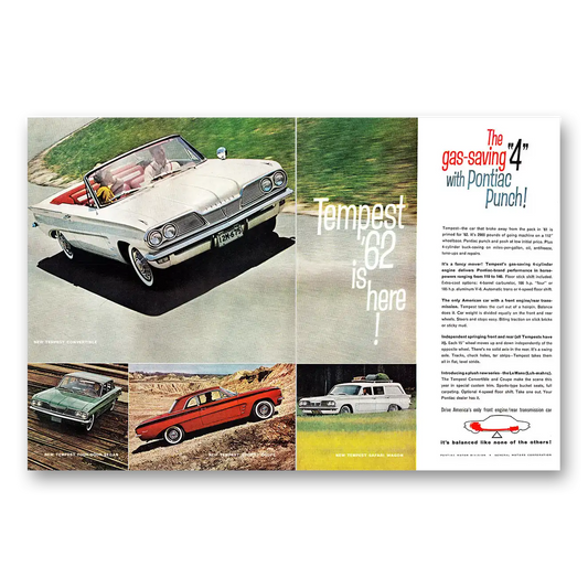 1961 Pontiac Tempest Gas Saving 4 with Pontiac Punch Vintage Magazine Print Ad