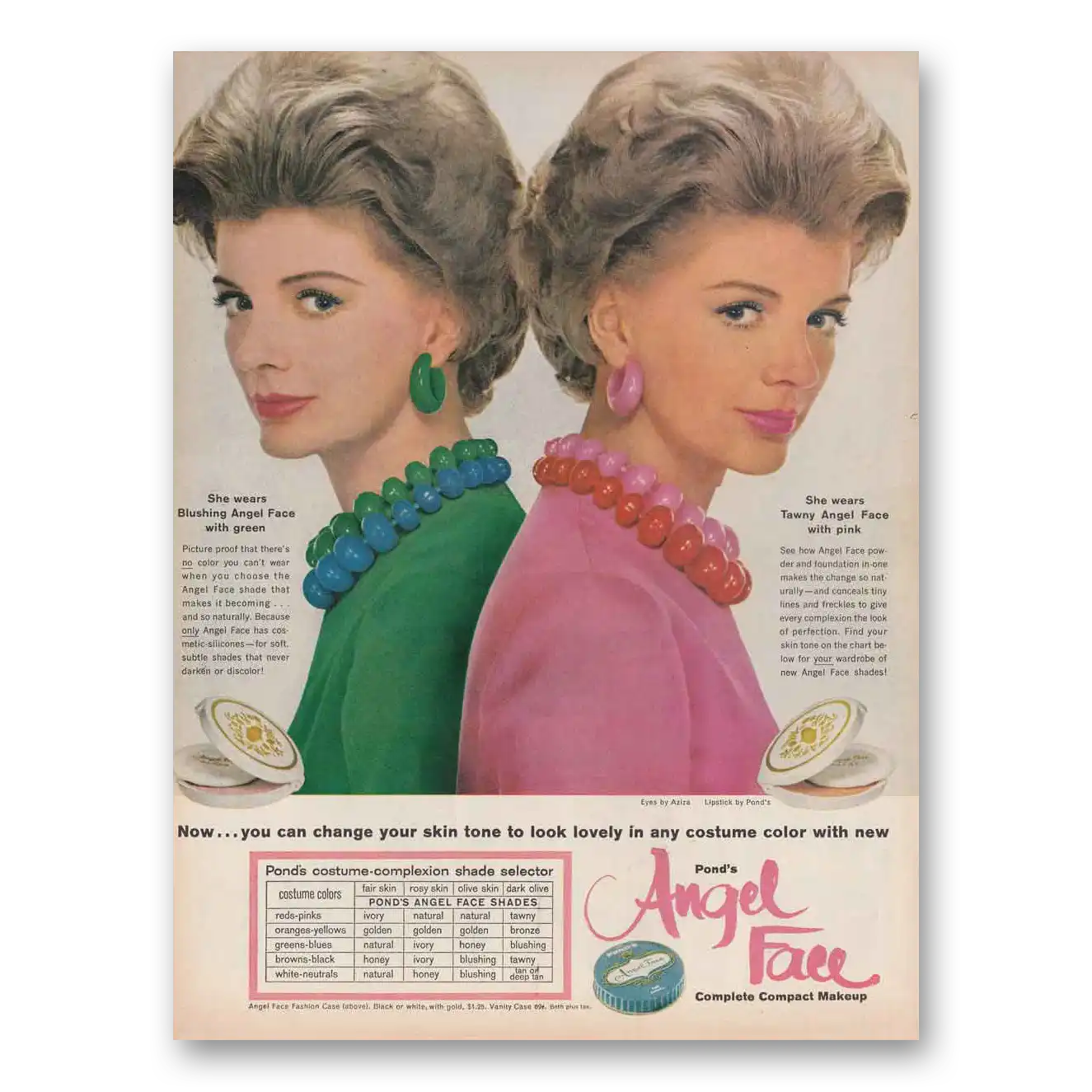 1961 Angel Face Cosmetics Blushing Angel Tawny Vintage Magazine Print Ad