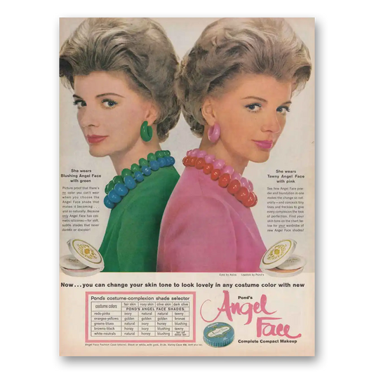 1961 Angel Face Cosmetics Blushing Angel Tawny Vintage Magazine Print Ad