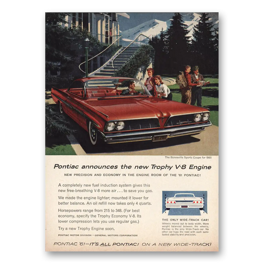 1960 Pontiac Bonneville Trophy V8 Engine Vintage Magazine Print Ad