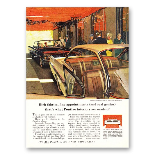 1961 Pontiac Bonneville Rich Fabrics Fine Appointments Vintage Magazine Print Ad